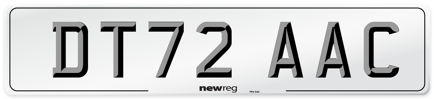 DT72 AAC Number Plate from New Reg